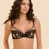 Simone Perele Saga Full Cup Plunge Bra in Black Tattoo