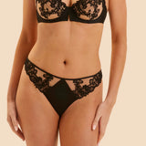 Simone Perele Saga Thong in Black Tattoo