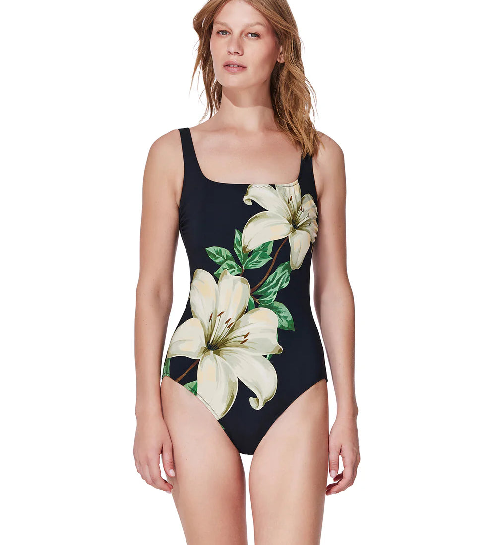 Gottex Yuri Flower Square Neck Swimsuit