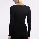 Oscalito Long Sleeved Top in Wool & Silk with Leavers Lace