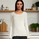 Oscalito Wide Scoop Neck Long Sleeved Top in Silver