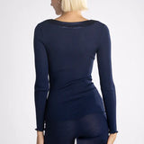 Oscalito Wide Scoop Neck Long Sleeved Top in Cast-Iron