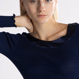 Oscalito Wide Scoop Neck Long Sleeved Top in Cast-Iron