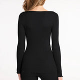 Oscalito Long Sleeved V-Neck Top with Leavers Lace Insert