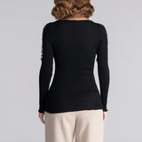 Oscalito Long Sleeved Top with Chantilly Lace Insert