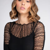 Oscalito Long Sleeved Top with Chantilly Lace Insert
