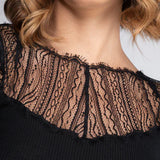 Oscalito Long Sleeved Top with Chantilly Lace Insert
