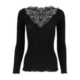 Oscalito Long Sleeved Top with Embroidered Guipure Motif