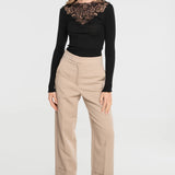 Oscalito Long Sleeved Top with Embroidered Guipure Motif