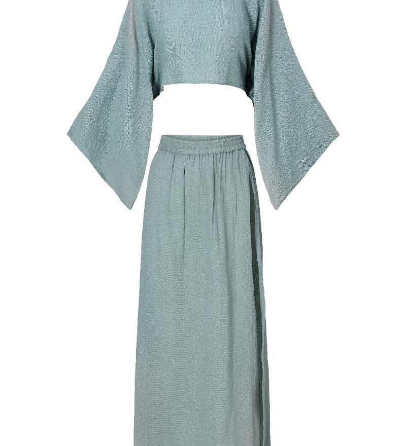 Lingadore Top & Long Skirt Set in Eucalyptus or White