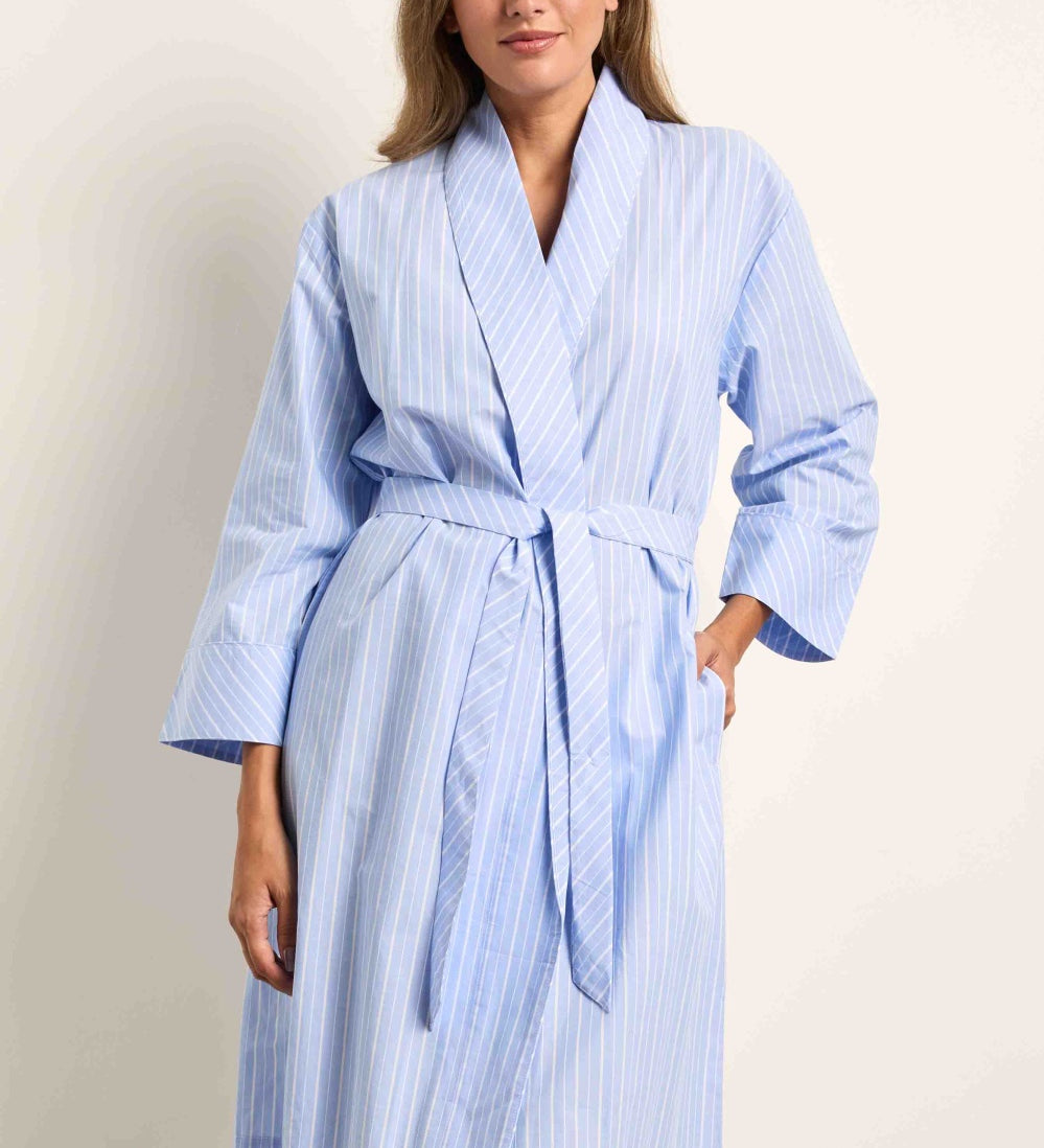 Cottonreal Cotton Lawn Chalk Stripe Grace Shawl Robe