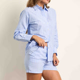 Cottonreal Cotton Lawn Chalk Stripe Shortie PJ Set