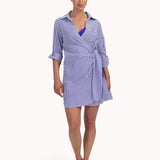 Cyell Seersucker Crossover Beach Dress