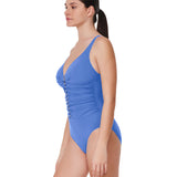 Gottex Profile Tutti Frutti V Neck Gold Beaded One Piece Swimsuit