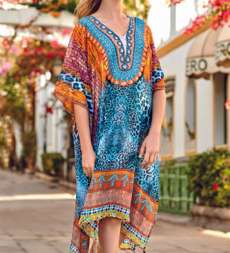 Iconique Turquoise Animal Print Kaftan