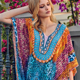 Iconique Turquoise Animal Print Kaftan