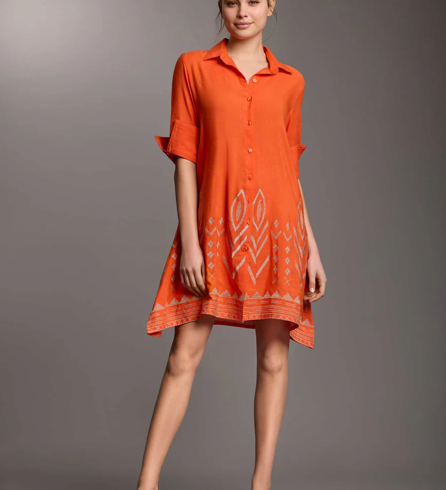 Iconique Romina Shirt Dress in Orange
