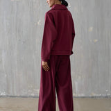 Iconique Wide Leg Joggers in Burgundy or Green