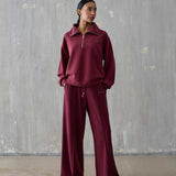 Iconique Wide Leg Joggers in Burgundy or Green