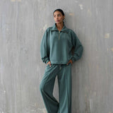 Iconique Wide Leg Joggers in Burgundy or Green